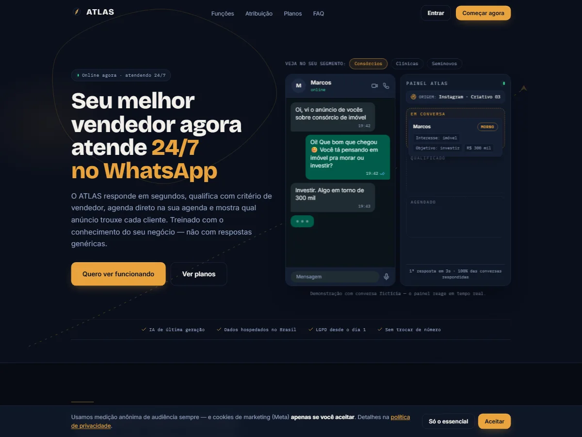 Tela inicial do site do ATLAS